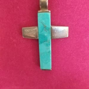 Sterling Silver & Turquoise Cross Necklace